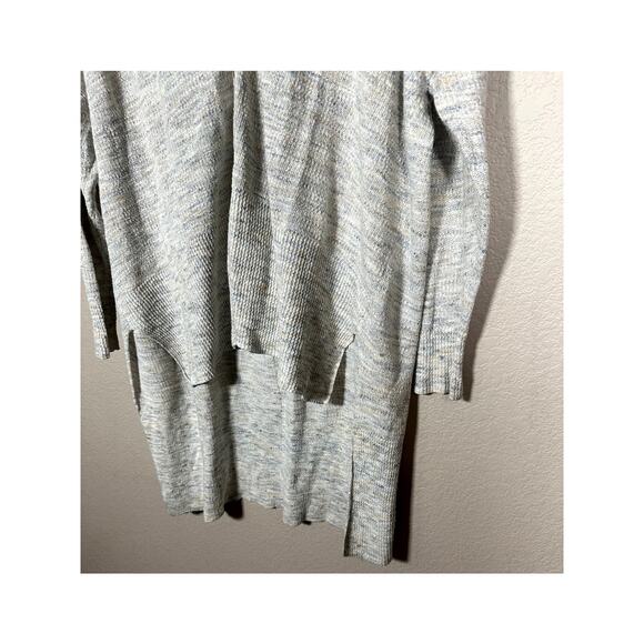 Free People Light Heathered Gray High Low Oversized Cardigan Button Front Large - Picture 6 of 8